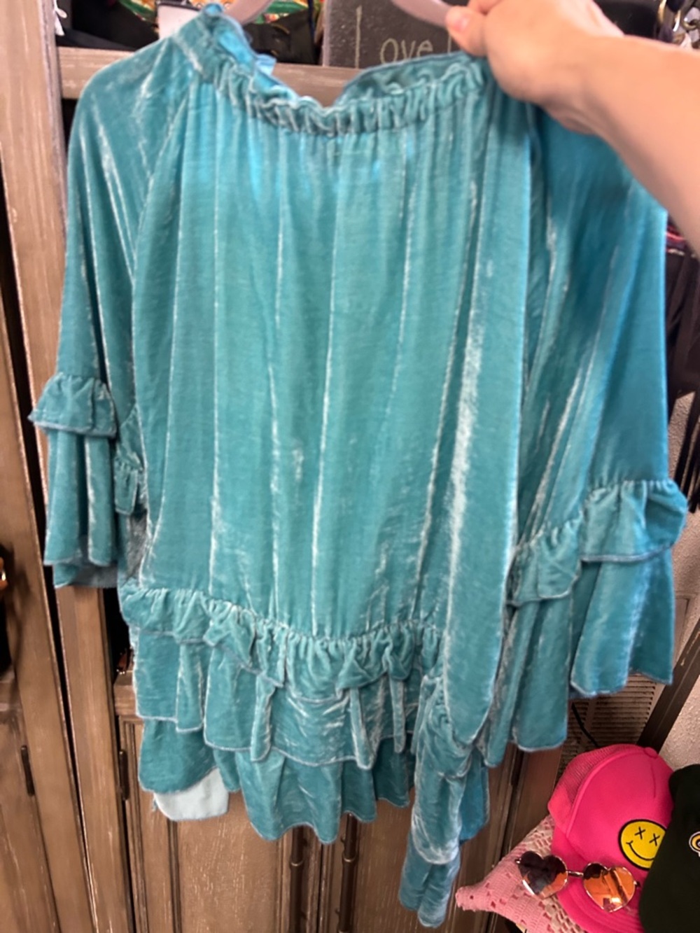A rare bird Velvet Ruffle Women’s Top - Elegant Tiered Blouse - Picture 2 of 3